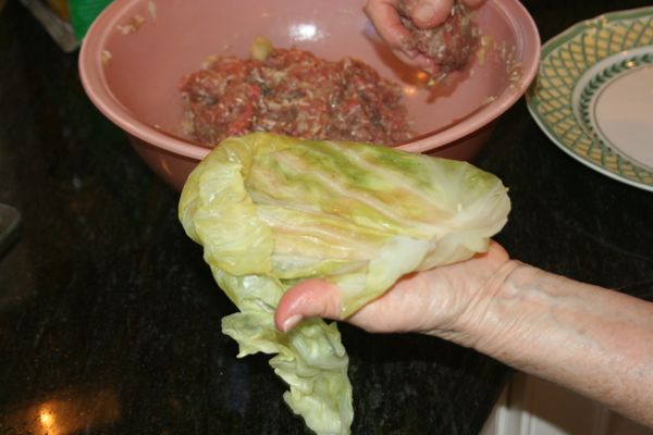 stuffing green cabbage